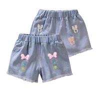 Rainjia Mode Kurze Hose Kinder Mädchen Jeans Shorts 2-11 Jahren, Mädchen Sommer Baumwolle Denim Shorts mit Taschen Kurze Jeanshose Leicht Denim Hotpants Freizeit Sommerhose Kurze, GR. 86-146