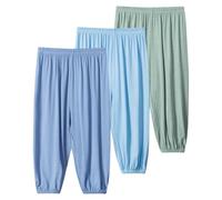 Rainjia Sommerhose Baby Jungen Mädchen Leichte Pumphose Haremshose 1-10 Jahre, 3er Pack Baby Jogginghose Sommer dünne Freizeithose Jungen Klimahose Mädchen Jogger Hose Gr. 80-146