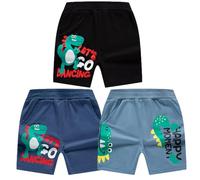 Rainjia Sommershorts Dinosaurier-Motive Jungen 1-11 Jahre, 3er Jungen Pull-On Shorts Baumwolle, Kinder Kurze Hosen Freizeit Bermuda mit Taschen Gr. 80/86/92/98/104/110/116/122/128/134