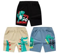 Rainjia Sommershorts Dinosaurier-Motive Jungen 1-11 Jahre, 3er Jungen Pull-On Shorts Baumwolle, Kinder Kurze Hosen Freizeit Bermuda mit Taschen Gr. 80/86/92/98/104/110/116/122/128/134