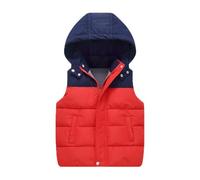 Rainjia Steppweste Jungen Gr. 92/98/104/110 Dicke Puffer Weste Mädchen Mit Abnehmbare Kapuze 116/122/128/134 Winterjacke Ärmellose Kinder Wintermantel mit Tasche Gesteppte Übeergangsweste