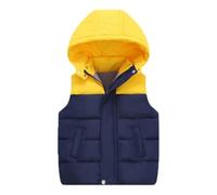 Rainjia Steppweste Jungen Gr. 92/98/104/110 Dicke Puffer Weste Mädchen Mit Abnehmbare Kapuze 116/122/128/134 Winterjacke Ärmellose Kinder Wintermantel mit Tasche Gesteppte Übeergangsweste