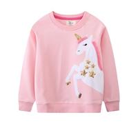 Rainjia Sweatshirt Einhorn Mädchen 86/92/98 Pullover Kinder Sport Baumwolle 104/110 Langarmshirt Rosa 116/122 Kleinkind Mädchen Langarm T-Shirt Top Casual Oberteile 2-7 Jahre