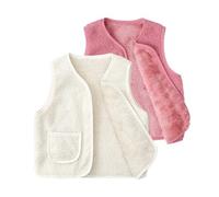 Rainjia Teddy Fleece Weste Baby Mädchen 74/80/86, 2 Stück Kinder Warme fleeceweste Ärmellos Winter Jacken Mantel Jungen Flauschig Plüschweste Herbst Oberbekleidung Outdoor 92/98/104/116/122/134/146