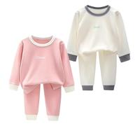 Rainjia Thermo Unterwäsche Kinder Gr. 68-140, 2 Sets Baby Mädchen Funktionsunterwäsche Jungen Weich Langarmshirt Top Oberteile Thermohose Leggings Set, 1-11 Jahre
