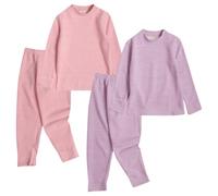 Rainjia Thermo Unterwäsche Kinder Gr. 86-152, 2 Sets Mädchen Micro-fleecege Funktionsunterwäsche Jungen Weich Langarmshirt Thermounterhemd Thermohose Leggings Set, 2-13 Jahre