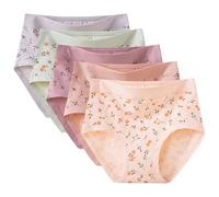 Rainjia Unterhosen Damen Große Größen 88-220lb, 5er Pack Stretch Taillenslip Schlüpfer Baumwolle mit Blumenmuster Hoher Taille Damen Senioren Bunt Unterhosen Mittlere Ältere