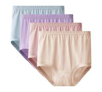 Rainjia Unterhosen Senioren Damen 100% Baumwolle, 4er Pack Hohe Taille Stretch Slips Übergröße Lose Höschen Weiche Unterwäsche Oma schlüpfer Hipster für Frauen Mittleren und Älteren Alters
