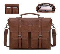 RAINSMORE Herren Messenger Bag 17 Zoll Vintage Leder Laptop Aktentasche Magnetverschluss Große Umhängetasche Computer Umhängetasche