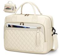 RAINSMORE Laptoptasche Damen 17,3 Zoll Laptop Aktentasche Wasserdichte Arbeitstasche Lehrertasche Business Laptop Notebook Taschen Damen Schultertasche Umhängetasche Beige