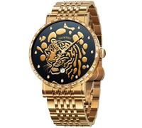 RAINTEN R9002-1 Herren-Uhren mit 12 Diamanten, Luxus-Uhren für Herren, Edelstahl, mechanische Herren-Automatikuhr, Business, Mode, Herrenuhr, klassisch, lässig, Herren-Armbanduhren, Gold