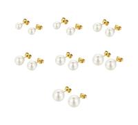 Rainway 7 Paar Ohrstecker Set, Perlen Ohrringe in Gold mit 4-10mm Perlen, Edelstahl Hypoallergen Ohrschmuck, Minimalistische Creolen für Alltag, Perfekt für Valentinstag und Geburtstag