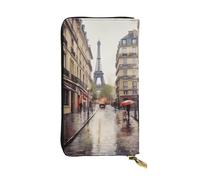 Rainy Street In Paris Geldbörse für Damen und Herren, Clutch, RFID-blockierend, Ledergeldbörse, großes Fassungsvermögen, Kreditkartenhalter, Geldtasche mit Reißverschluss, Handyhalter, lange
