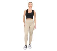 RAIS Gerippte Leggings mit Taschen für Damen, fürs Fitnessstudio, Sport, hohe Taille, Shapewear, Dicker Bund, Bequeme Loungewear (DE/NL/SE/PL, Alphanumerisch, S, M, Regular, Regular, Beige)