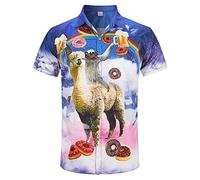RAISEVERN Mens Shirts Alpaca Sloths Bad Taste Ugly Stag 3D Printed Funny Beer Funky Loud Rave Awful Crazy Hawaiian Loud Shirt Gifts, M