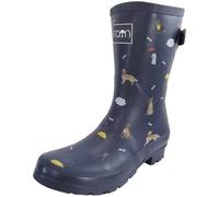 Rajn - Dogs Mid - Damen Gummistiefel mit Hundemotiv - Dunkelblau (Navy), Gr. 42