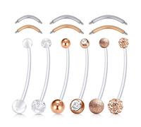 Rajnard 14G Schwangerschafts-Bauchstange Bauchnabel-Stangen 38 mm Roségold Flexibler Bioplast-Mutterschafts Nabelringhalter mit 6 mm 8 mm 10 mm Edelstahl Ersatzstangen