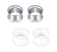 Rajnard Edelstahl Silikon Holz Tunnel Set 6mm Extra Weich und Flexibel Flesh Tunnel Ohr Plug Expander Hider Piercing Schmuck für Frauen und Männer Silber Weiß