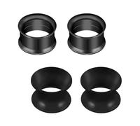 Rajnard Edelstahl Silikon Holz Tunnel Set 6mm Extra Weich und Flexibel Flesh Tunnel Ohr Plug Expander Hider Piercing Schmuck für Frauen und Männer Schwarz