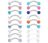 Rajnard Rook Piercing Ohrringe Augenbrauenpiercing 16G Chirurgischer Stahl BananeBarbell 8mm Cristal Ball Perle Turm Piercing Schmuckhalter für Frauen Mädchen 18St