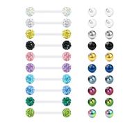 Rajnard Zungenpiercing Kunststoff 12/14/16/18/25/32/35/38mm Klar Bioflex Zunge Piercing Schmuck Brustwarzenstäbe 14g Flexibler Gerader Barbell