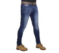RAK SPORTSWEAR Herren Slim Fit Jeans Stretch Baumwolle Ripped High Elastic Straight Leg Comfort Flex Waist Cargo Denim Pants Hose, Blau-1, 34 W/32 L