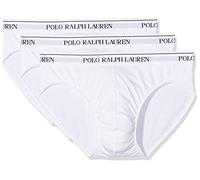 RALPH LAUREN Herren Männer Slip Unterhose Brief Low Rise Unterwäsche 3er Pack Dreierpack 3 3Pack Logo Baumwolle, weiß, XL Weiß