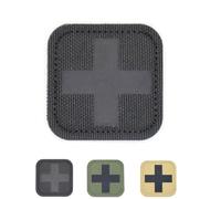RALSPEC IRR Medic Patch Medic Patch Medic Patches Hook and Loop 5x5cm First Aid Army Airsoft Cross Badge Black OD Green Tan Reflective (Black)
