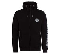 Rammstein Herren Kapuzenjacke Klassik Offizielles Band Merchandise Fan Zipper schwarz mit weißem Front und Seiten Print (S)
