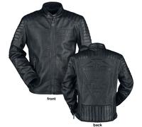 Rammstein Logo Lederjacke schwarz in 4XL