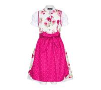 Ramona Lippert® - Kinder Dirndl Für Mädchen - Dirndl Set TAMI - Pink + Weiß mit Rosen bedruckt - Inkl. Kleid, Schürze & Bluse - Festliche Tracht - (DE/NL/SE/PL, Numerisch, 158, 164, Regular, Rosa)