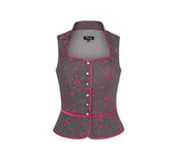 Ramona Lippert Trachtenmieder Kassandra, Grau mit Pink Rosen, Traditionelle Dirndl-Weste, 100% Baumwolle (DE/NL/SE/PL, Numerisch, 44)