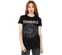 Ramones Damen Distressed Seal Boyfriend Fit T-Shirt Schwarz X-Large