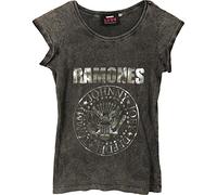 Ramones Damen Presidential Seal Acid Wash T-Shirt, Grau-Grau (Anthrazit), S