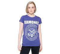 Ramones T Shirt Presidential Seal Band Logo offiziell Damen Skinny Fit Purple XS