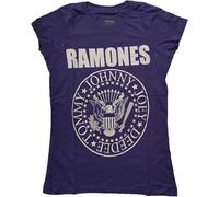 Ramones T Shirt Presidential Seal Band Logo offiziell Damen Skinny Fit Purple XS