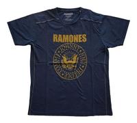 Ramones T Shirt Presidential Seal Band Logo offiziell Unisex Dye Wash Navy Blau L