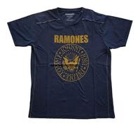 Ramones T Shirt Presidential Seal Band Logo offiziell Unisex Dye Wash Navy Blau S