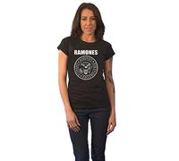 Ramones T Shirt Seal Band Logo Nue offiziell Damen Skinny Fit Schwarz XS