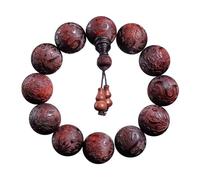RaMpad Perlenarmbänder, Rosenkranzperlen, natürliches rotes Sandelholz, Holzschnitzerei for Männer und Frauen, Perlenarmband, tibetische buddhistische Schriften, Perlenarmband, Gebetsperlen