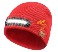 RANCOVY Bluetooth Beanie mit Licht, Musikalische Strickmütze mit Kopfhörer und eingebautem Lautsprechermikrofon, LED Beanie mit Bluetooth für Männer Frauen