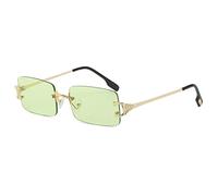 MUTYNE Randlose rechteckige Sonnenbrille für Herren, Metall, modisch, quadratische Sonnenbrille für Damen, rahmenlos, UV400, C5 Goldgrün, Einheitsgröße