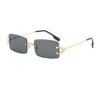 MUTYNE Randlose rechteckige Sonnenbrille für Herren, Metall, modisch, quadratische Sonnenbrille für Damen, rahmenlos, UV400, C1 Gold Schwarz, Einheitsgröße