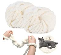 RANJIMA Dicke Wolle Garn, 2 X 250g Sperrige Armstricken Wolle, Soft Arm Knitting, Grobstrick Weiches Wollgarn, Dicke wolle zum Häkeln, zum Weben von Haustier Nest,Decken,Handwerk Kissen (Cremeweiß)