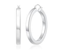 RANKEEF 5mm Groß Klobige Creolen Silber 925 Anlaufgeschützte Große Klobige Ohringe Damen Hypoallergene Große Dick Ohrringe Damen Leichte Groß Dick Creolen Silber