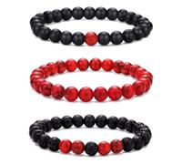 RANKEEF Perlenarmband herren 8mm Naturstein armbänder für herren Perlenarmbänder Set Verschiedene schwarze Perlenarmband Rote armbänder für herren Stretch Herrenarmbänder lavastein armband