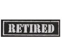 Rankpatch Aufnäher - Retired - pensionierter Biker Patch zum annähen/aufbügeln | Motorrad Aufkleber MC Sticker für alle Stoffe & Leder | Bügelflicken Applikation | 90x25mm
