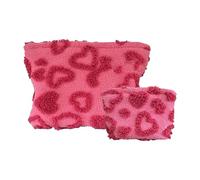 Ranley Kulturbeutel | 2 Stück Make-up-Tasche mit Herz und Plüsch, Make-up-Tasche mit Reißverschluss für Mädchen, Kosmetiktasche, Tasche für Universität, Arbeit, Fitnessstudio, Stifte