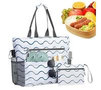 Ranley Strandtasche | Große Strandtasche Mit Münzbeutel - Faltbare Wasserdichte Tragetasche Mit Reißverschluss Für Reisen Camping Picknick Pool Wandern Pendeln Gym Urlaub Arbeit Alltag