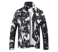 RANMCC Jeansjacke für Herren, schmale Passform, zerrissene Jeansjacke, Black02, L